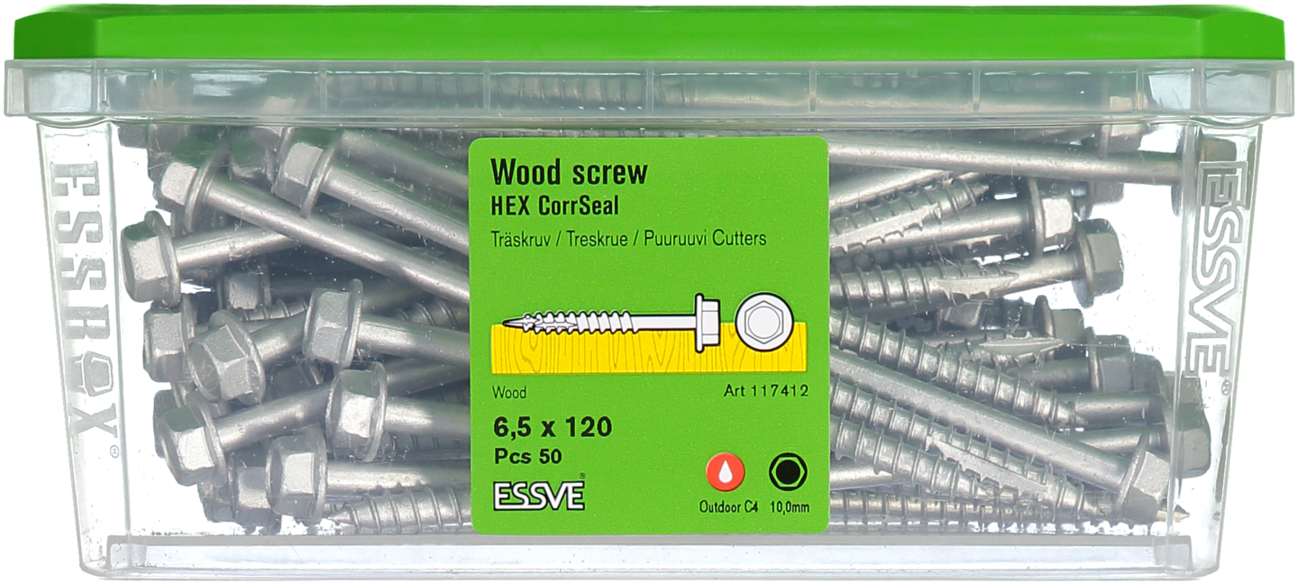 TRÄSKRUV HEX UTV 6,5X120 50ST T6S