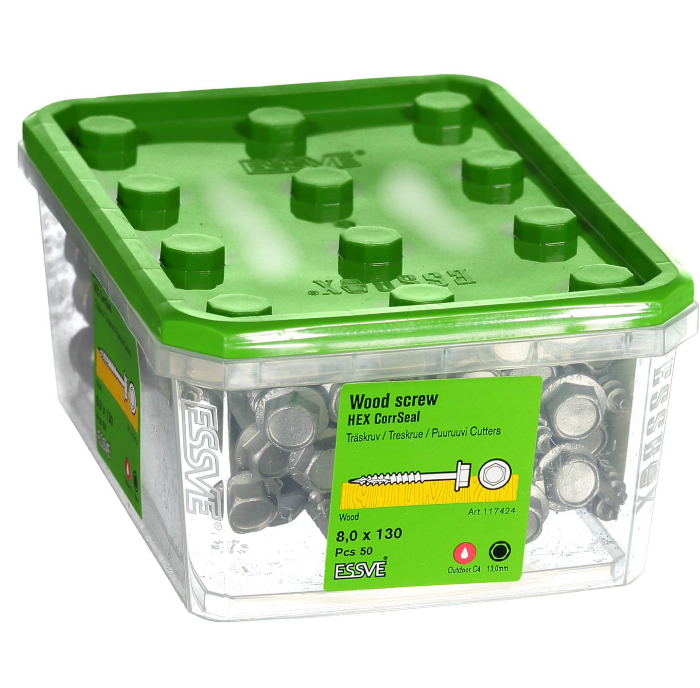 TRÄSKRUV HEX UTV 8,0X130 50ST T6S