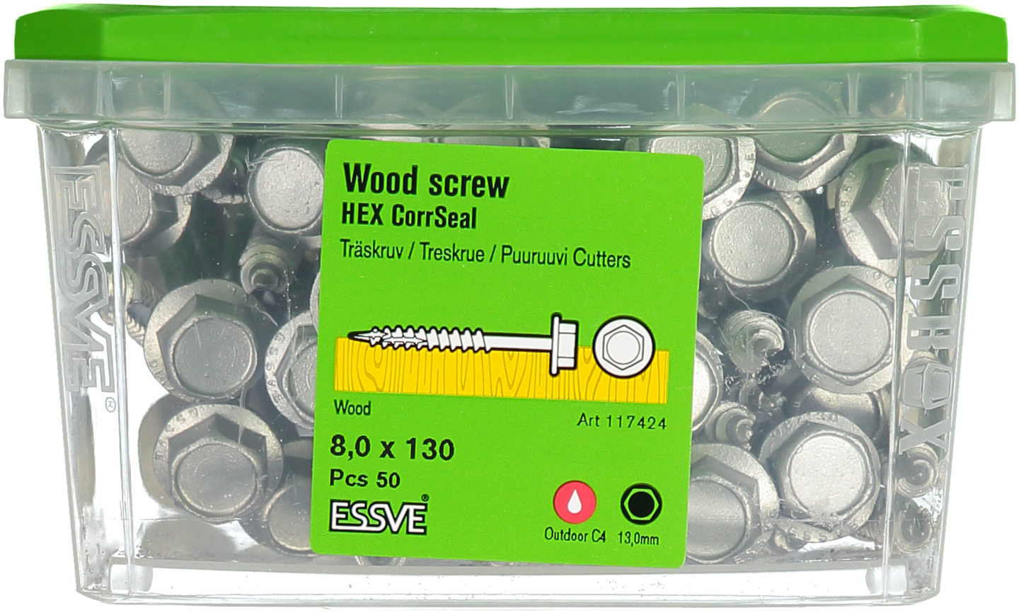 TRÄSKRUV HEX UTV 8,0X130 50ST T6S