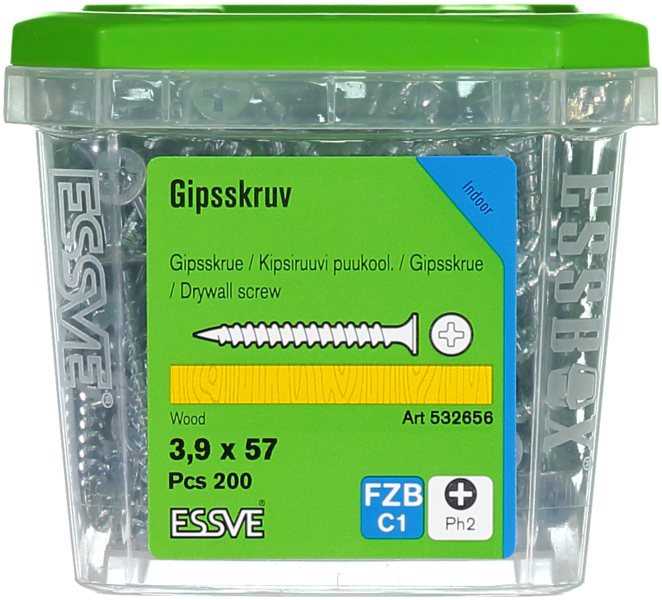 GIPSSKRUV TRÄ 3,9X57 200ST TRÄREGEL FZB