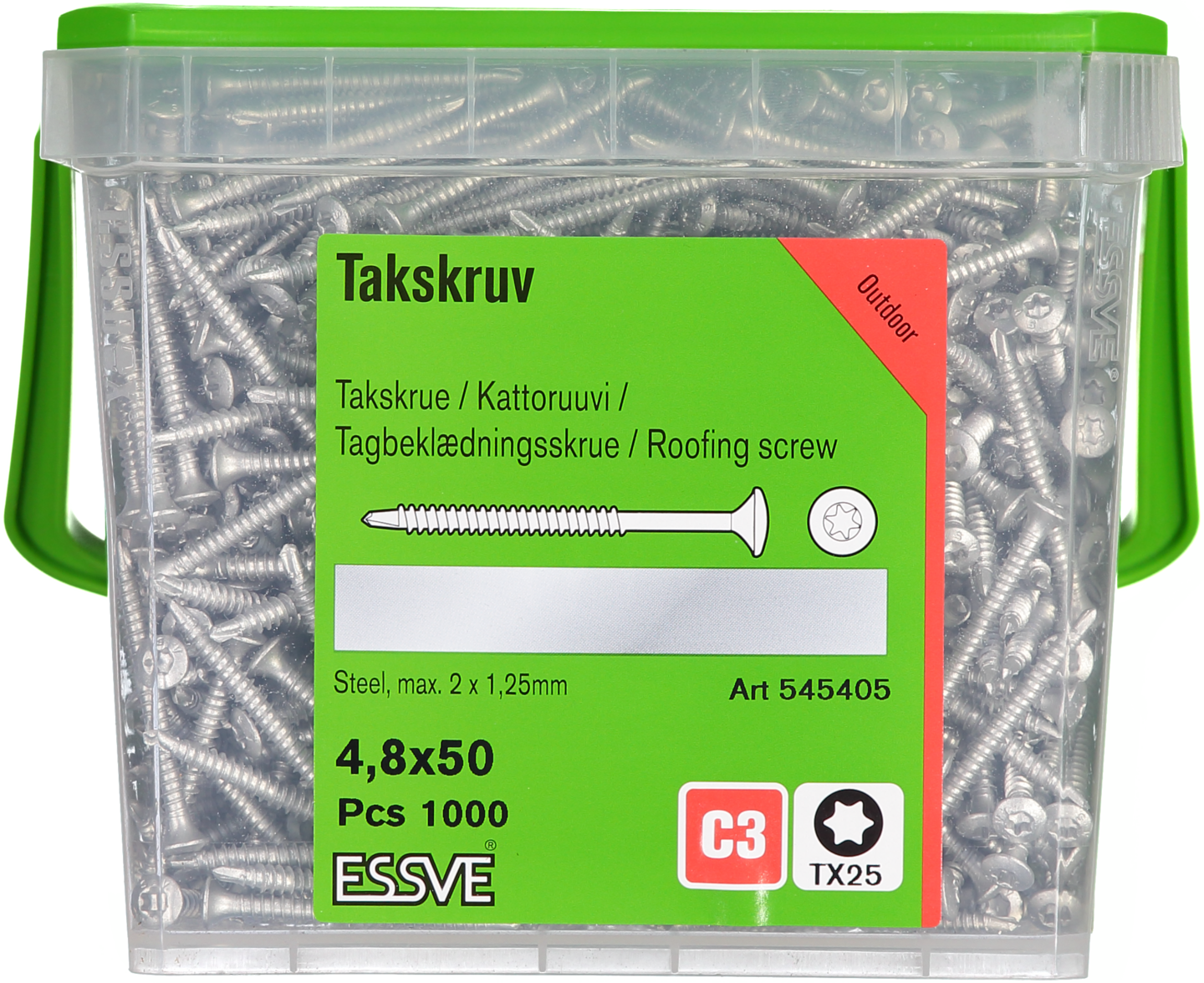 TAKSKRUV ESSVE MED BORRSPETS TX25 SILVER RUSPERT 4,8X50 1000ST