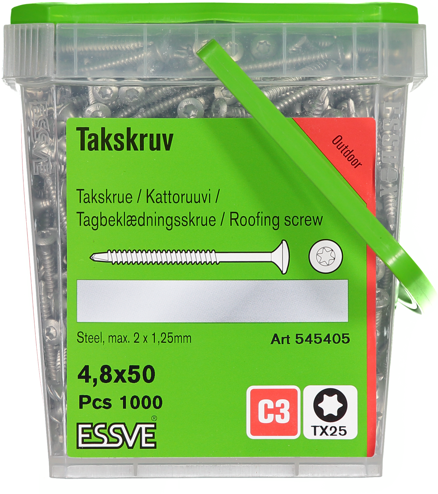 TAKSKRUV ESSVE MED BORRSPETS TX25 SILVER RUSPERT 4,8X50 1000ST