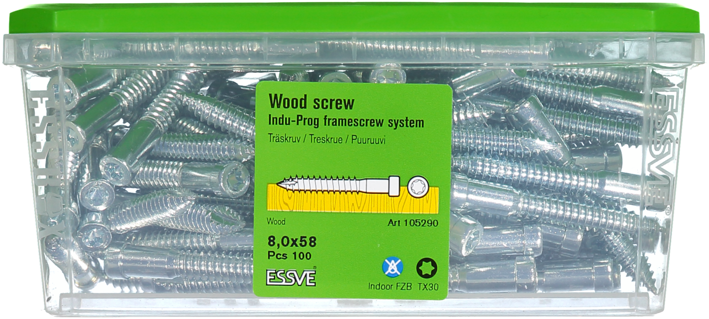 TRÄSKRUV INDU-PROG 8X58 100ST TX30 TILL KARMHYLSA