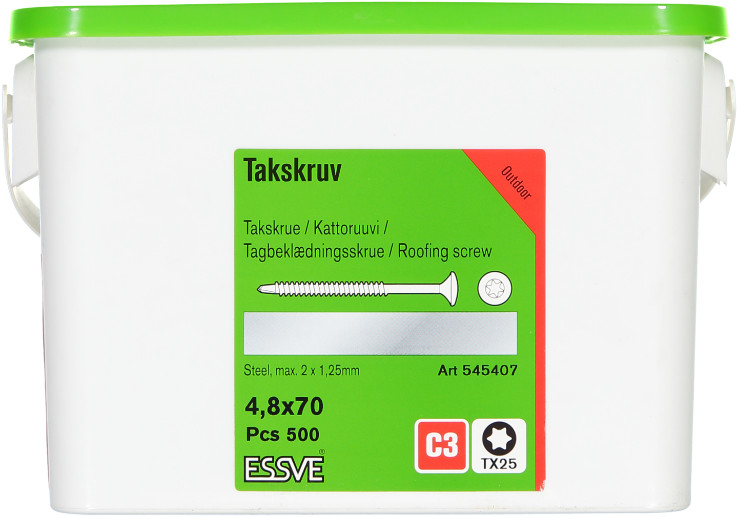 TAKSKRUV ESSVE MED BORRSPETS TX25 SILVER RUSPERT 4,8X70 500ST