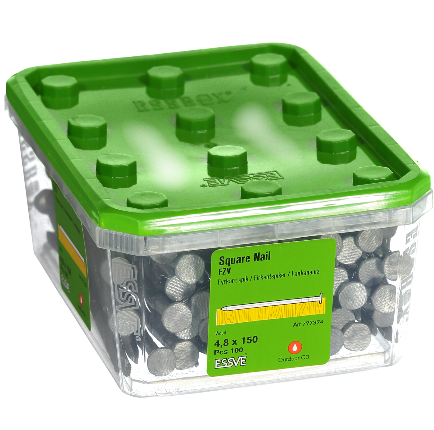 TRÅDSPIK ESSVE FYRKANT FZV 150X4.8 100ST