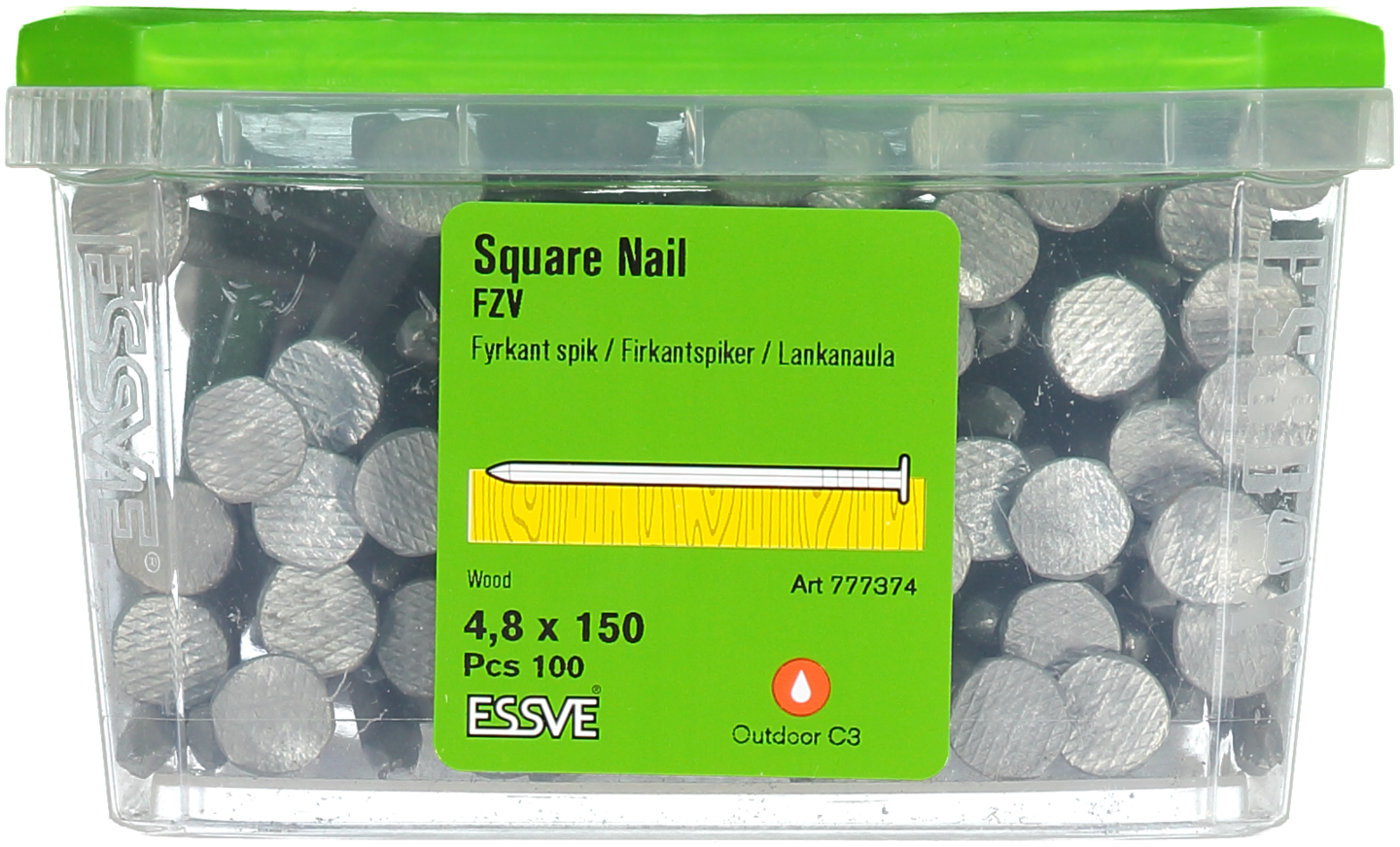 TRÅDSPIK ESSVE FYRKANT FZV 150X4.8 100ST