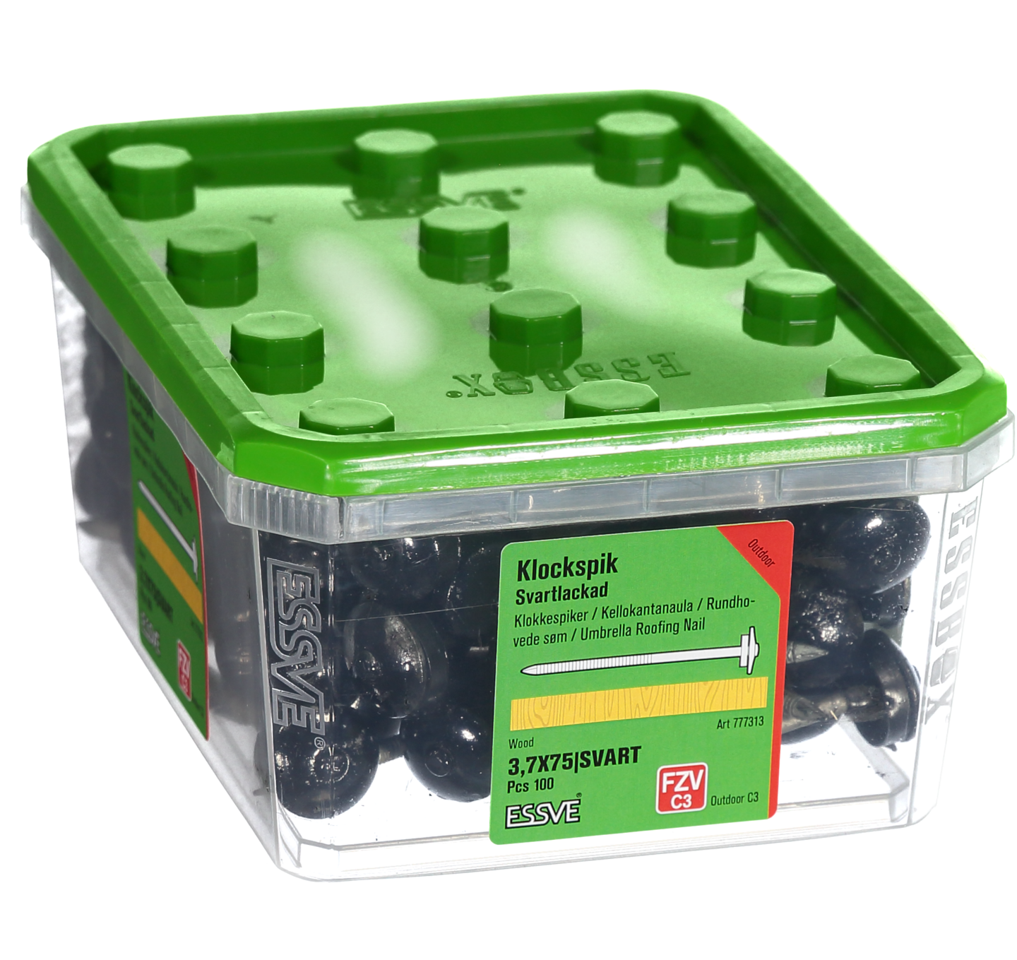 KLOCKSPIK FZV SVART 75X3.7