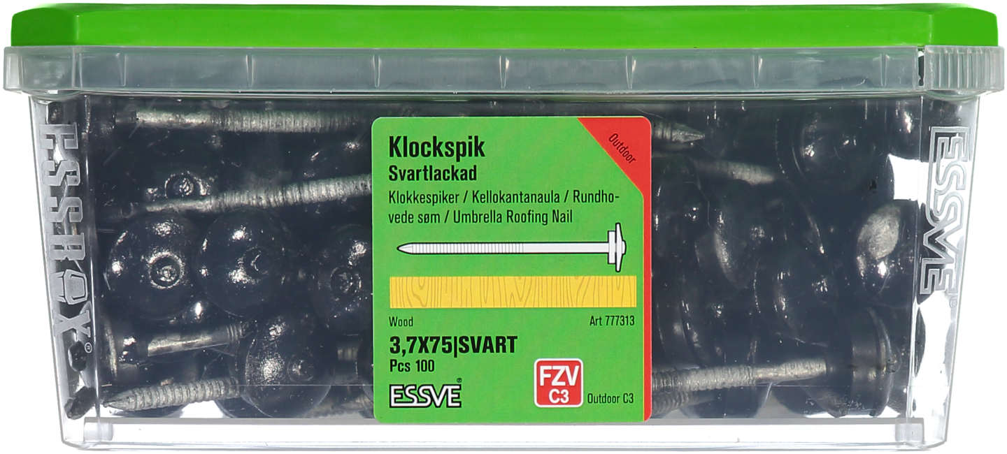 KLOCKSPIK FZV SVART 75X3.7