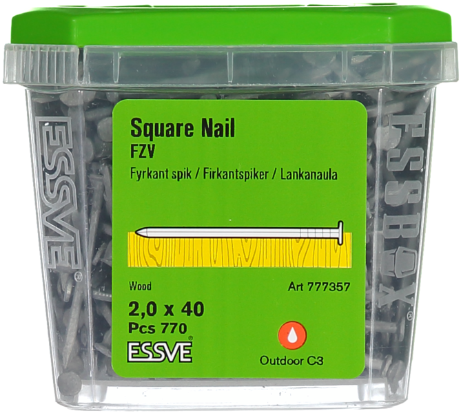 TRÅDSPIK FYRKANT FZV 2.0X40 770ST