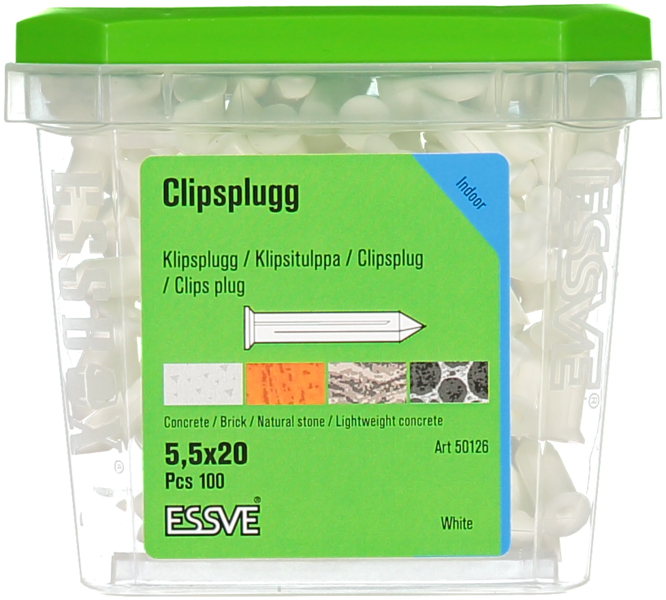 PLASTPLUGG ESSVE CLIPS VIT 100ST