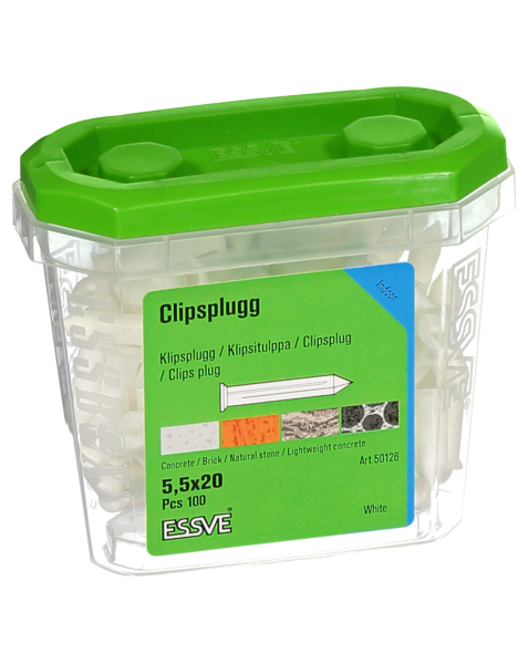 PLASTPLUGG ESSVE CLIPS VIT 100ST