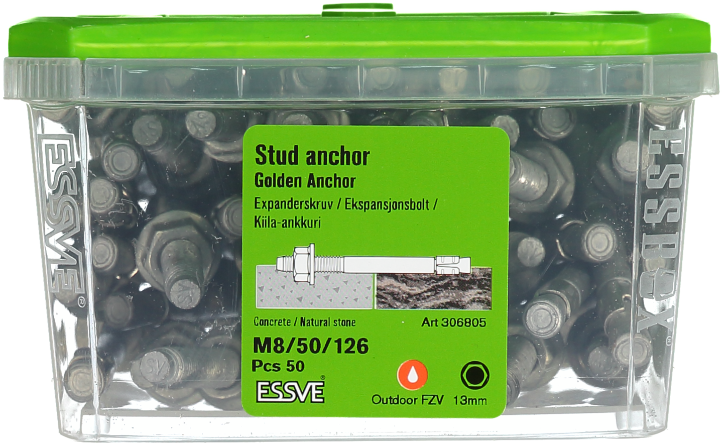 EXPANDER FZV M8X126 50ST GOLDEN ANCHOR