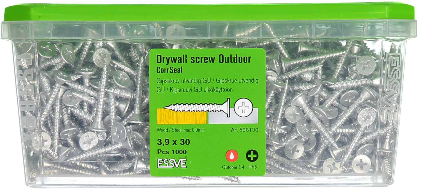 GIPSSKRUV UTV 3,9X30 TRÄ/STÅLREGEL 1000ST