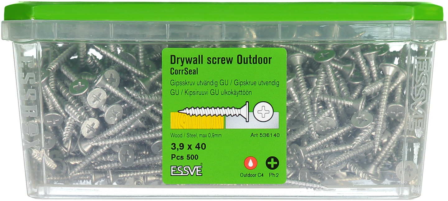 GIPSSKRUV GU K CS 3,9X40 500ST UTV TRÄ/STÅLREGEL