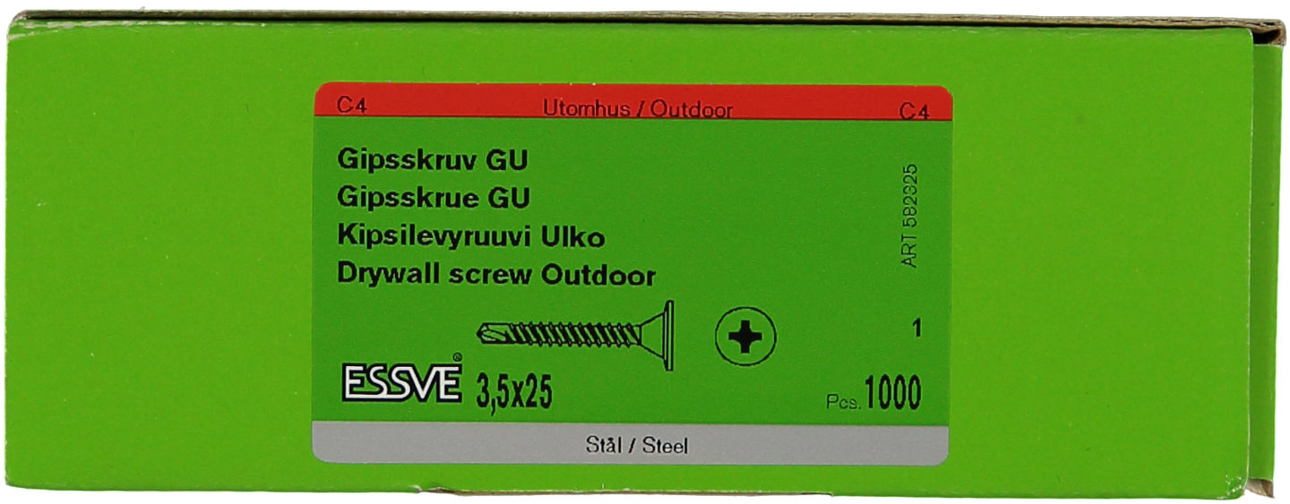 GIPSSKRUV GU B B CS 3,5X25 BANDAD 1000ST