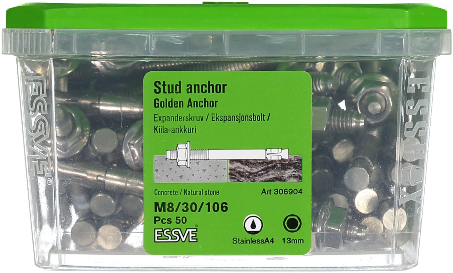 EXPANDER ESSVE GOLDEN ANCHOR ROSTFRI SYRAFAST A4 M8/30/106 50ST