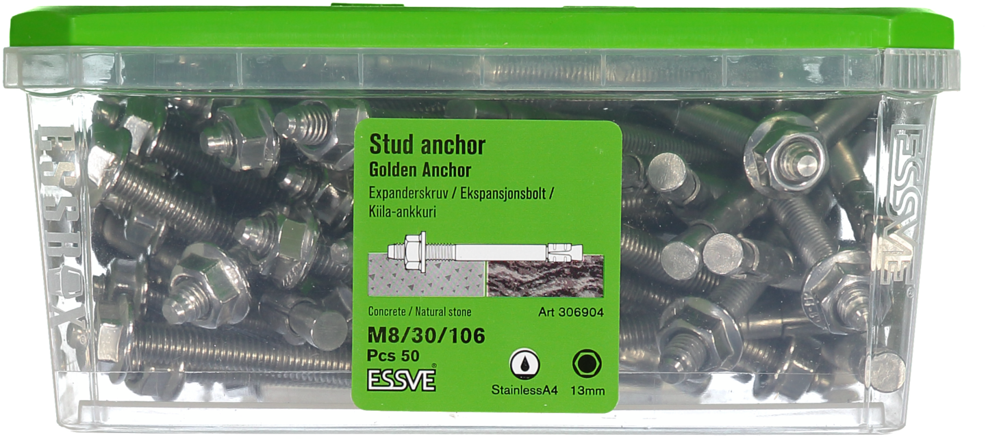 EXPANDER ESSVE GOLDEN ANCHOR ROSTFRI SYRAFAST A4 M8/30/106 50ST