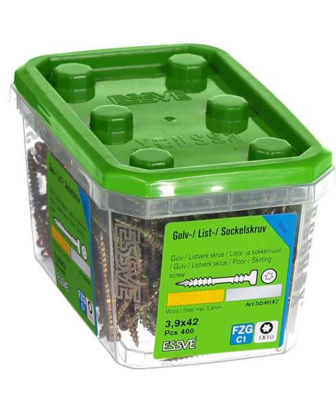 SOCKELSKRUV GULD 3,9X42 400ST TRÄ/STÅLREGEL