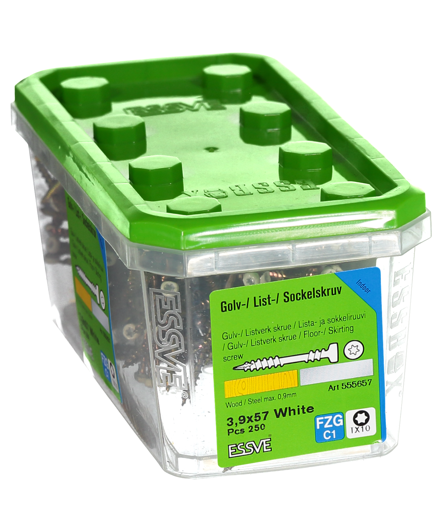 SOCKELSKRUV VIT 3,9X57 250ST TRÄ/STÅLREGEL