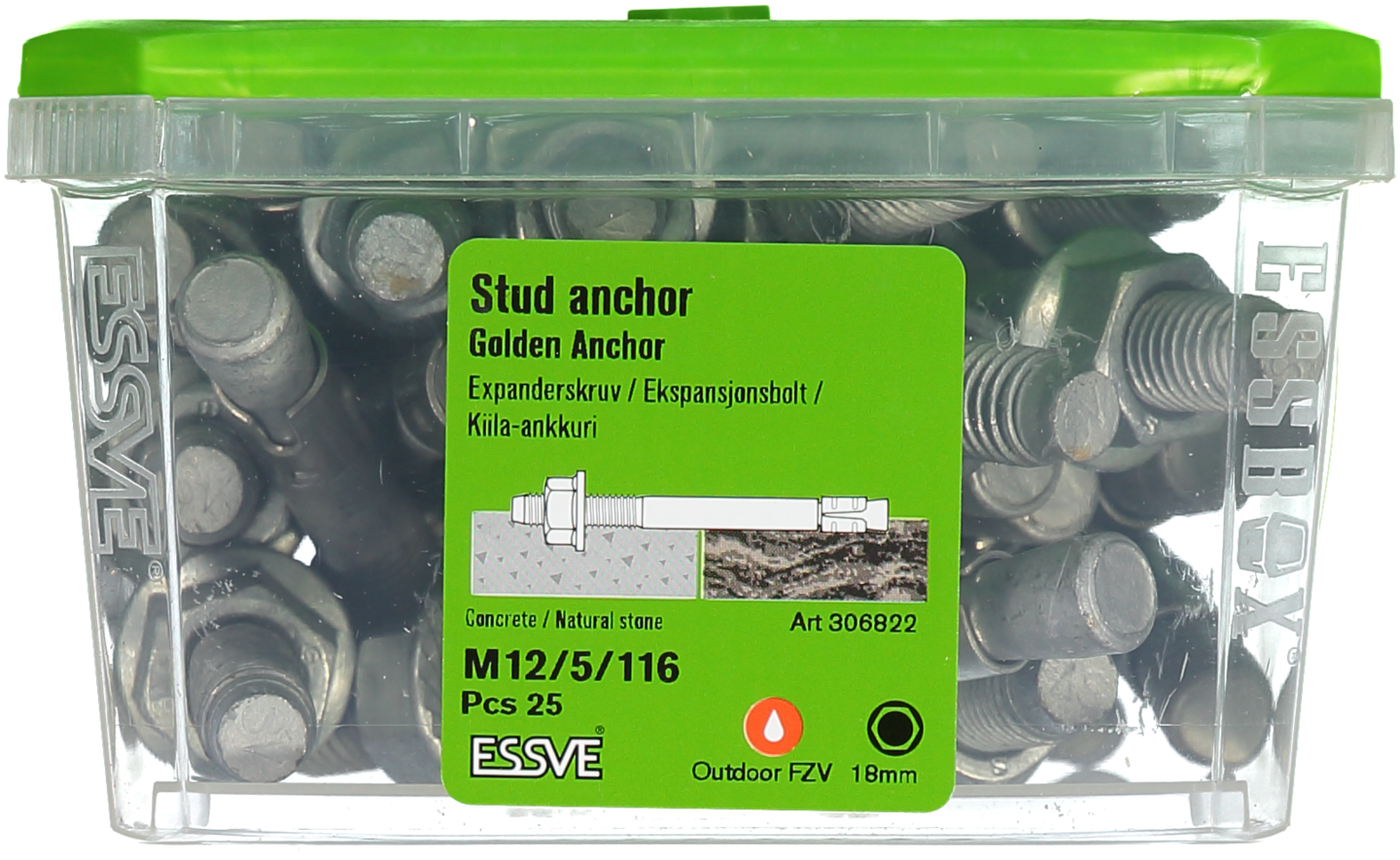 EXPANDER FZV M12X116 25ST GOLDEN ANCHOR