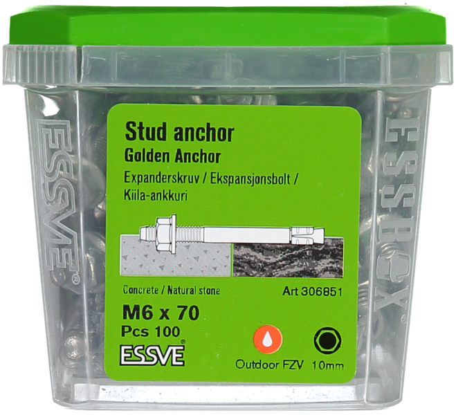 EXPANDER FZV M6X70 100ST GOLDEN ANCHOR