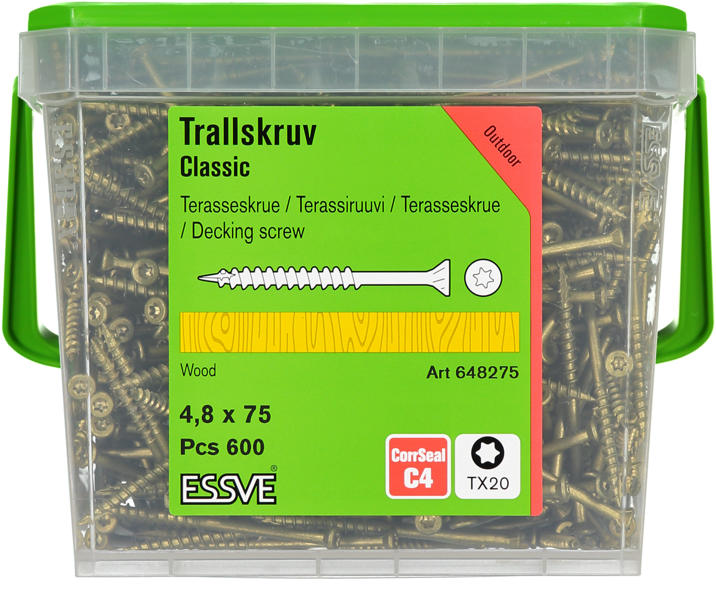 TRALLSKRUV CS 4,8X75MM 600ST TX20 TRÄREGEL