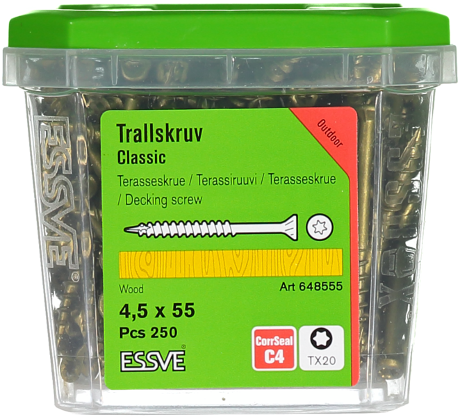 TRALLSKRUV CS 4,5X55MM 250ST TX20 TRÄREGEL