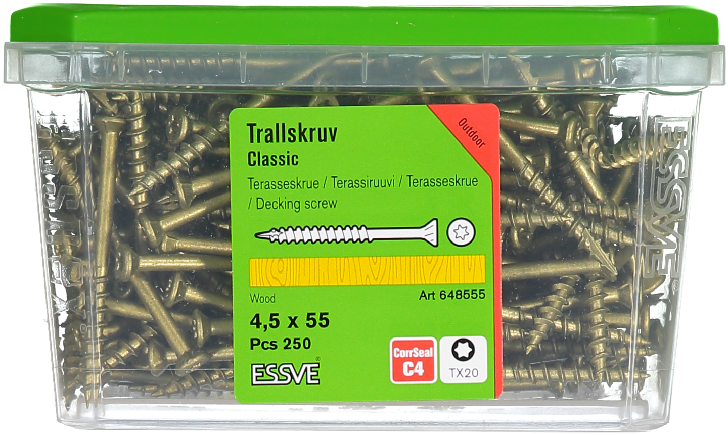 TRALLSKRUV CS 4,5X55MM 250ST TX20 TRÄREGEL