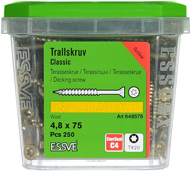 TRALLSKRUV CS 4,8X75MM 250ST TX20 TRÄREGEL