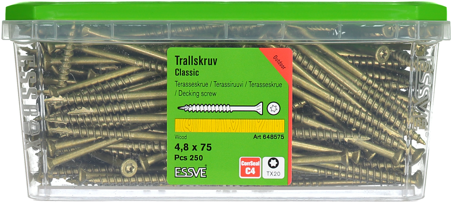 TRALLSKRUV CS 4,8X75MM 250ST TX20 TRÄREGEL