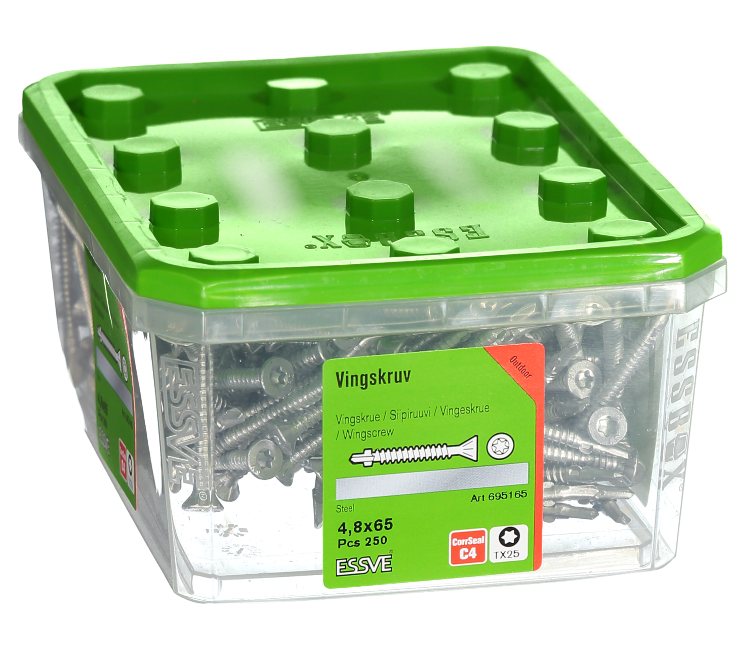 VINGSKRUV ESSVE FÖRSÄNKT HUVUD TX25 BORRSPETS CORRSEAL 4,8X65 250