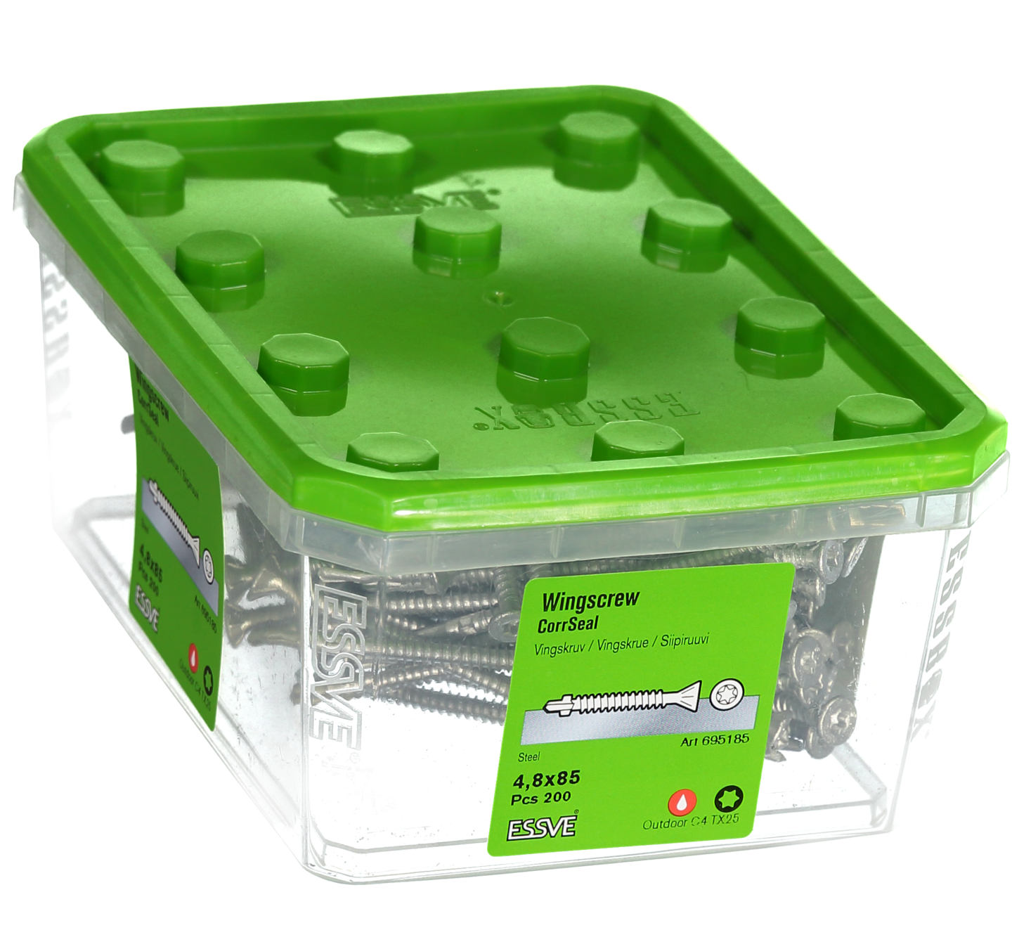 VINGSKRUV ESSVE FÖRSÄNKT HUVUD TX25 BORRSPETS CORRSEAL 4,8X85 200