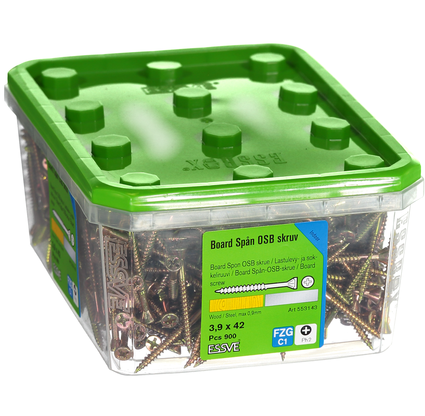 SPÅNSKIVESKRUV 3,9X42MM 900ST STÅLREGEL GULKROMAD