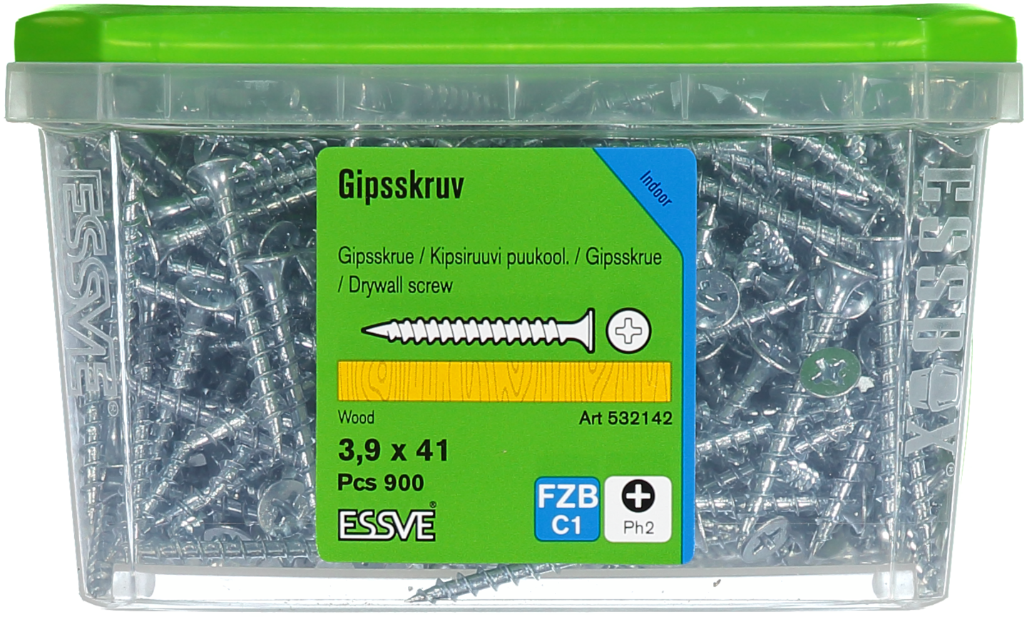 GIPSSKRUV TRÄ 3,9X41 900ST TRÄREGEL FZB