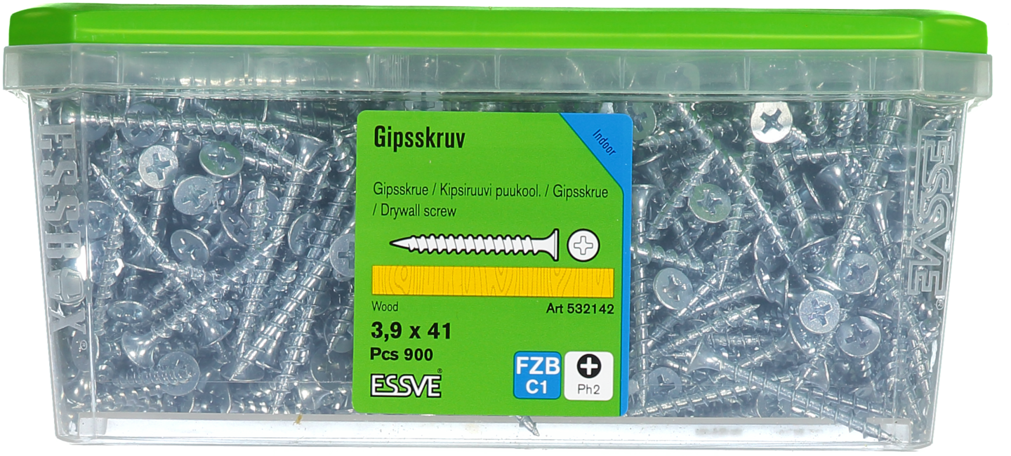 GIPSSKRUV TRÄ 3,9X41 900ST TRÄREGEL FZB