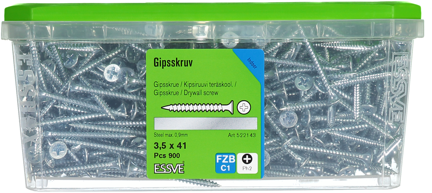 GIPSSKRUV STÅL 3,5X41MM 900ST STÅLREGEL BLANKFÖRZINKAD