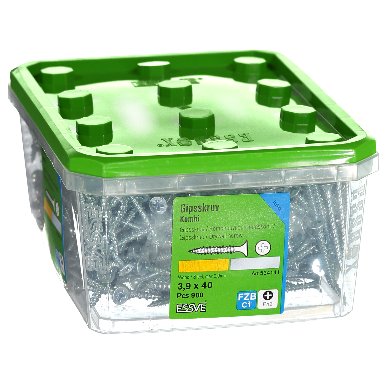 GIPSSKRUV KOMBI 3,9X40 900ST FZB PH2 TRÄ/STÅLREGEL