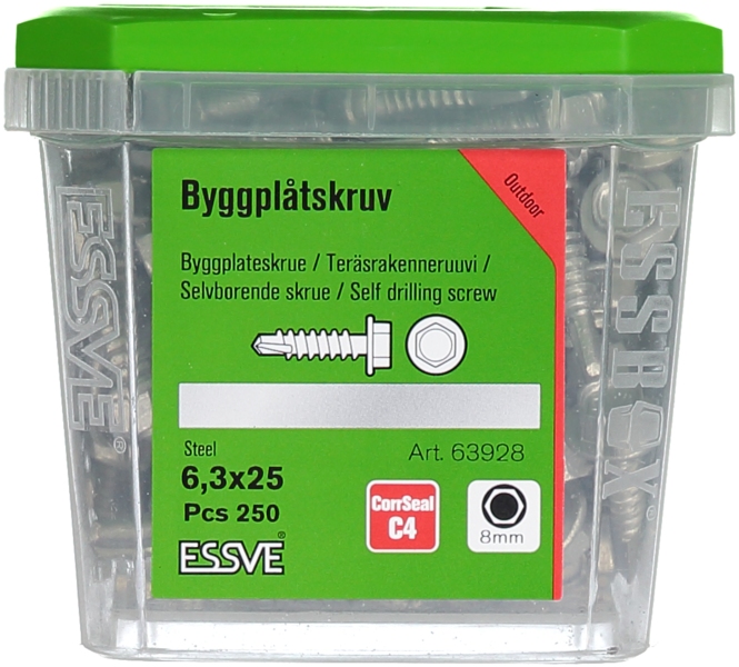 PLÅTSKRUV ESSVE BS 6K CORRSEAL, 6,3X25 250ST