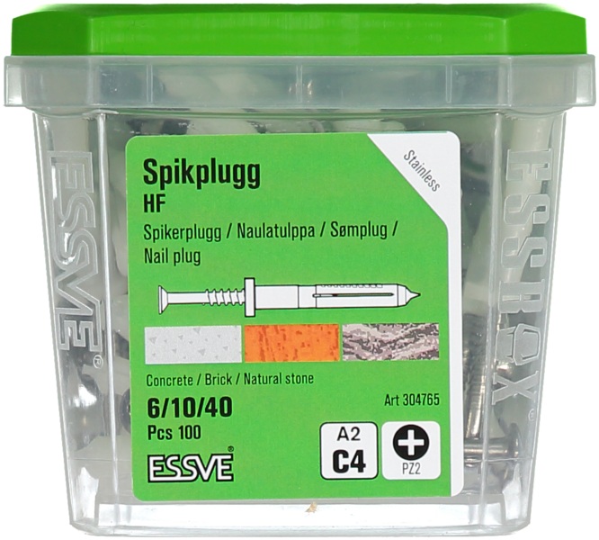 SPIKPLUGG ESSVE HF MED KRAGE A2 6/10/40 100ST