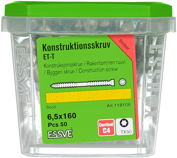 KONSTRUKTIONSSKRUV 6,5X160 50P ET-T CORRSEAL
