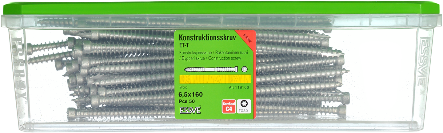 KONSTRUKTIONSSKRUV 6,5X160 50P ET-T CORRSEAL