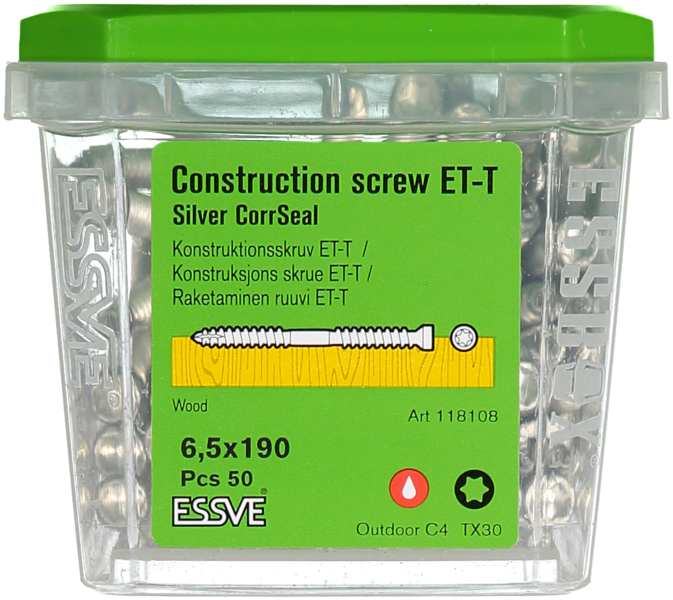 KONSTRUKTIONSSKRUV 6,5X190 50P ET-T CORRSEAL
