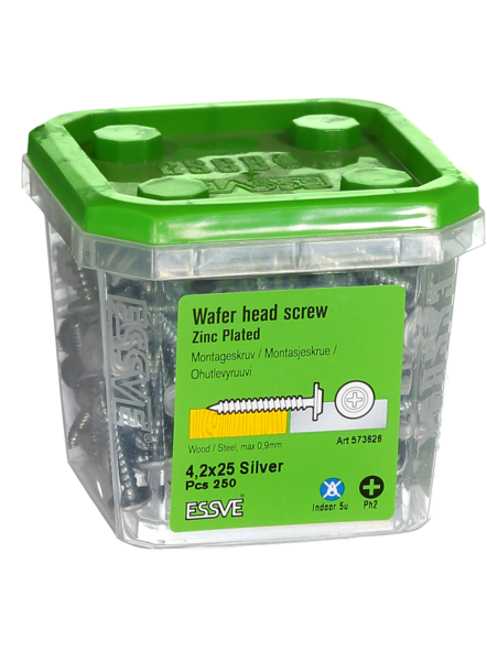 MONTAGESKRUV ESSVE MED VASS SPETS PH2 SILVER 9006 4,2X25 250ST