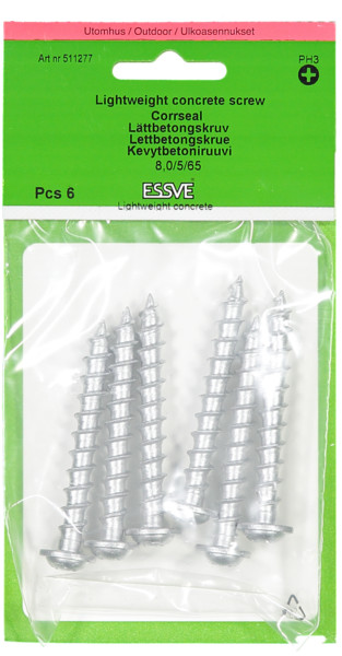LÄTTBETONGSKRUV KS CS 8X65 6ST