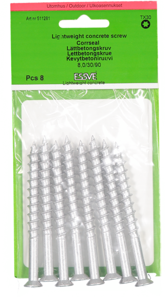 LÄTTBETONGSKRUV 8X90 CS 8ST FÖRSÄNKT SKALLE