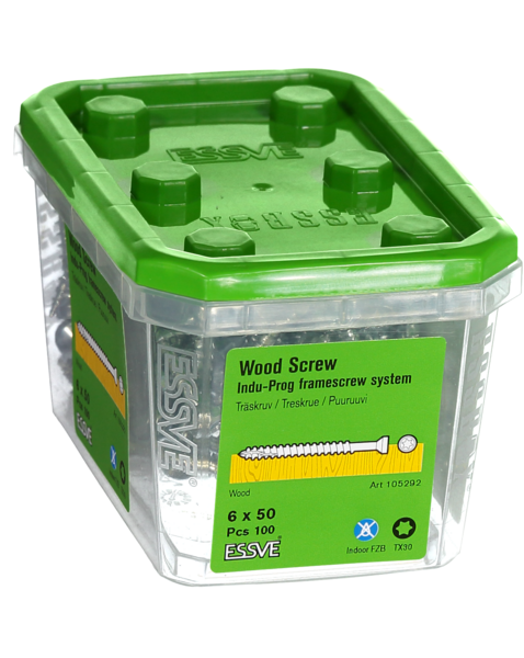 TRÄSKRUV INDU-PROG 6X50 100ST TX30 LÄTT DÖRR/FÖNSTERMONTAGE