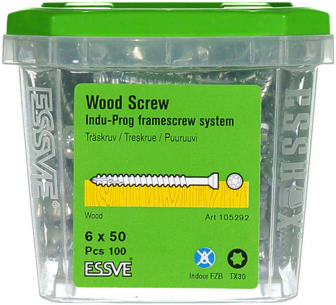 TRÄSKRUV INDU-PROG 6X50 100ST TX30 LÄTT DÖRR/FÖNSTERMONTAGE