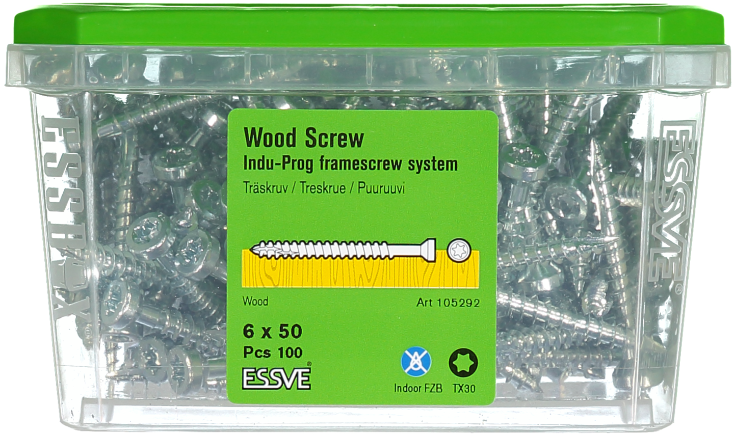 TRÄSKRUV INDU-PROG 6X50 100ST TX30 LÄTT DÖRR/FÖNSTERMONTAGE