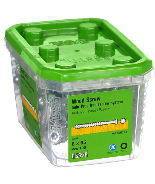 TRÄSKRUV INDU-PROG 6X65 100ST TX30 LÄTT DÖRR/FÖNSTERMONTAGE