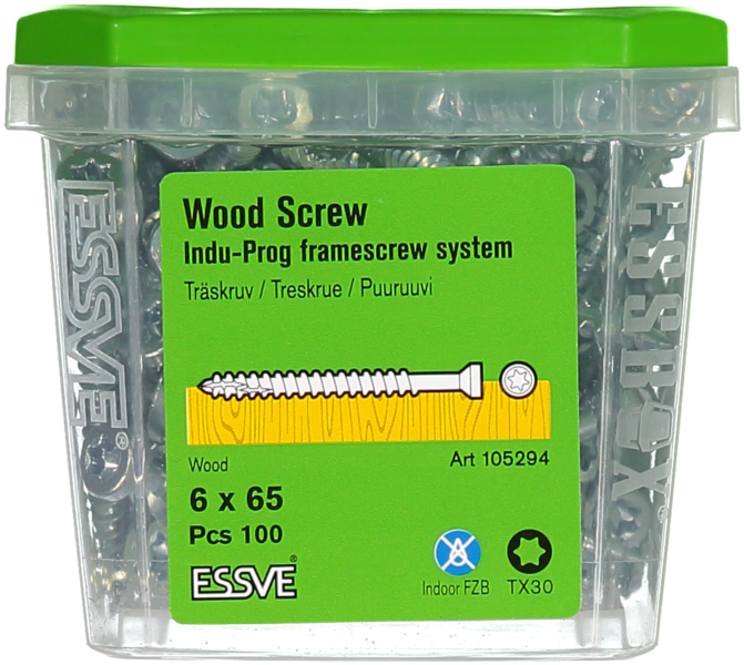 TRÄSKRUV INDU-PROG 6X65 100ST TX30 LÄTT DÖRR/FÖNSTERMONTAGE